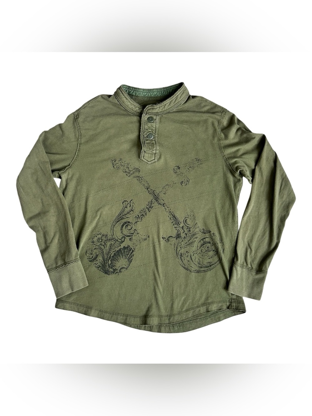 Urban Pipeline Y2K Men’s Fitted Olive Green Long Sleeve Shirt size Medium